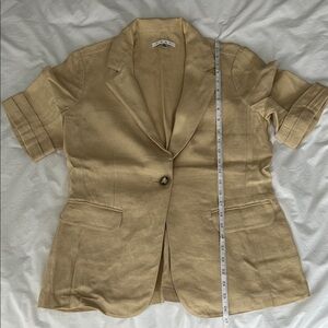 CAbi 902 Safari Tan Linen Short Sleeve Blazer